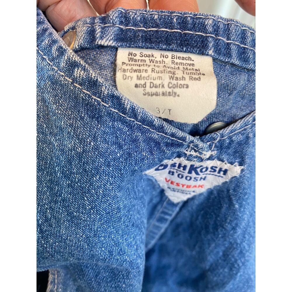 Osh Kosh B Gosh Jumper Vintage 90's Classic Wash Denim Vestback Size 3T - Picture 7 of 7